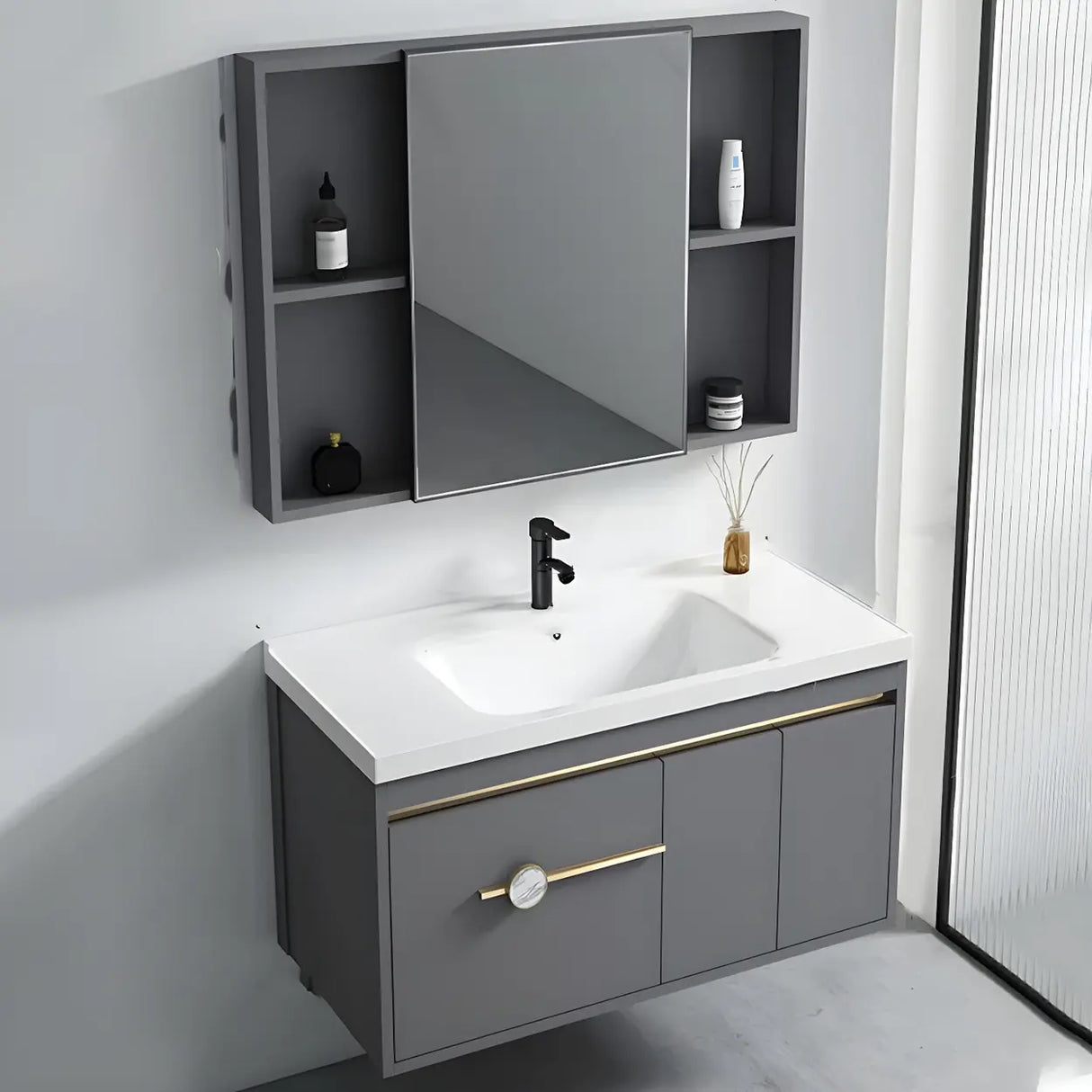 Glam Warp Resistant Wall Mount Faucet Bathroom Vanity Set Image - 18