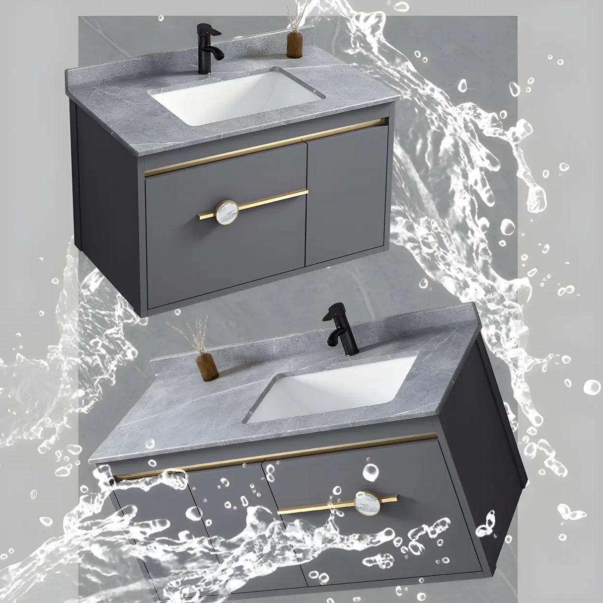 Glam Warp Resistant Wall Mount Faucet Bathroom Vanity Set Image - 20