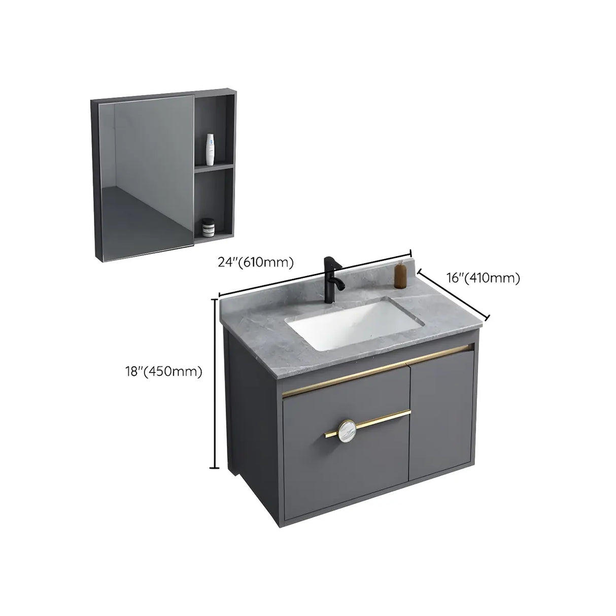 Glam Warp Resistant Wall Mount Faucet Bathroom Vanity Set Image - 29