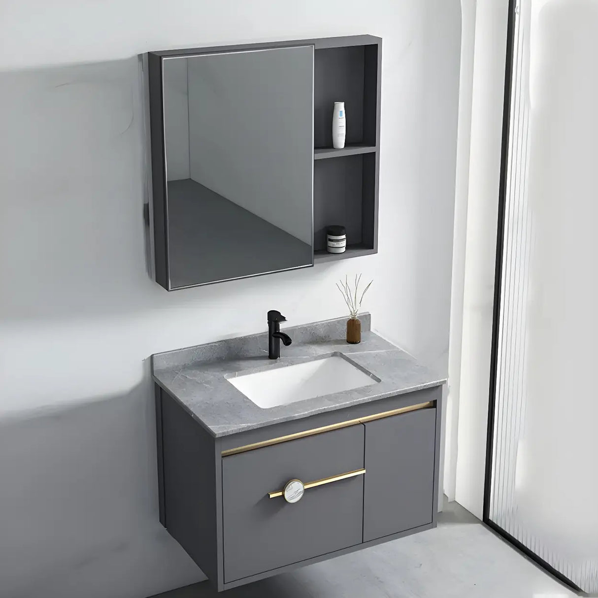 Glam Warp Resistant Wall Mount Faucet Bathroom Vanity Set Image - 3