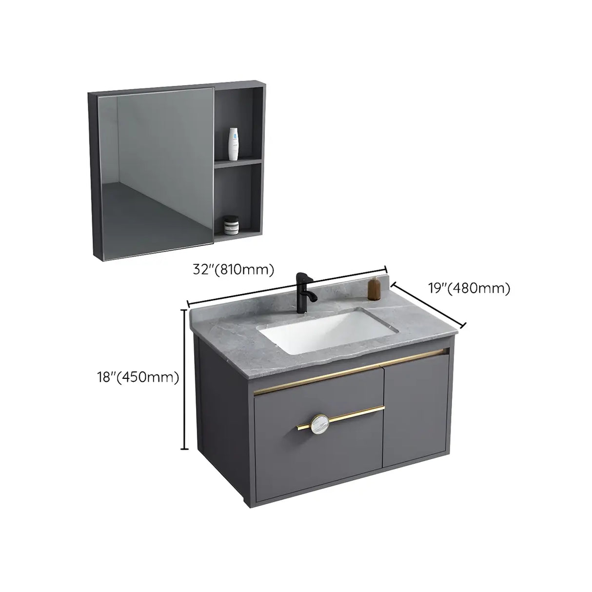 Glam Warp Resistant Wall Mount Faucet Bathroom Vanity Set Image - 33