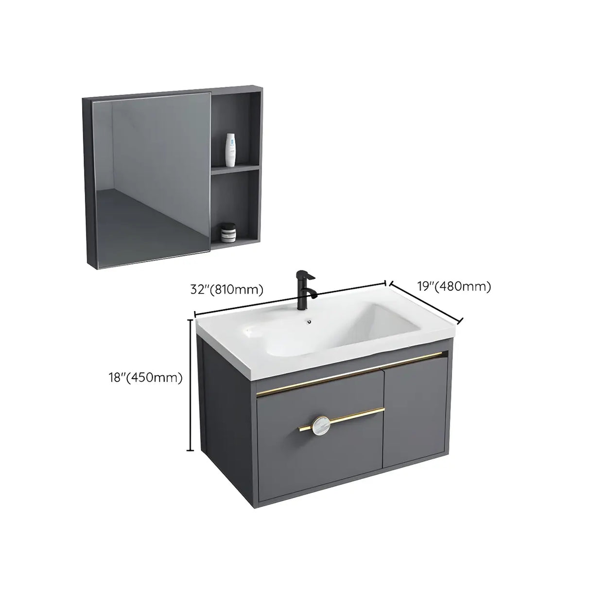 Glam Warp Resistant Wall Mount Faucet Bathroom Vanity Set Image - 34
