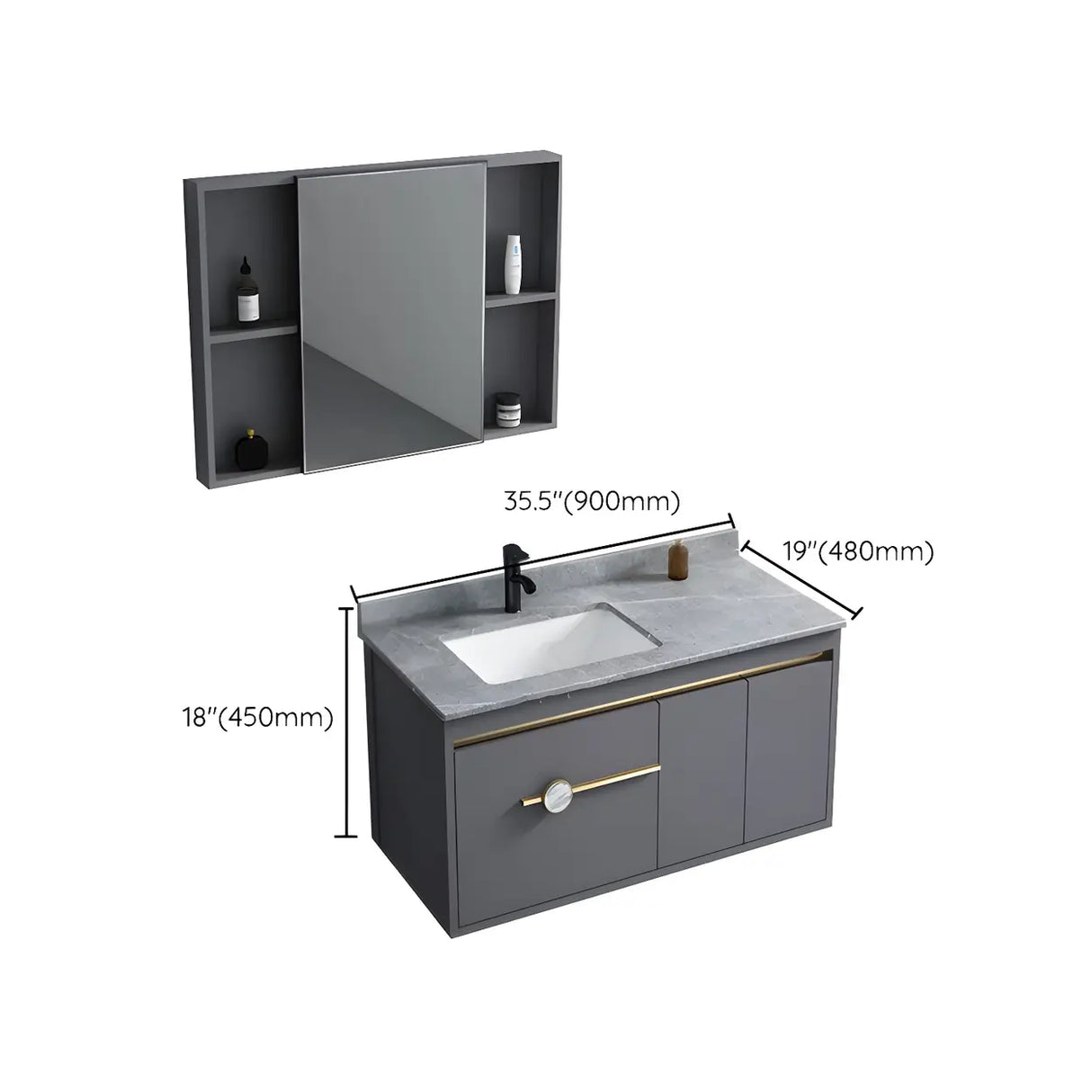 Glam Warp Resistant Wall Mount Faucet Bathroom Vanity Set Image - 35