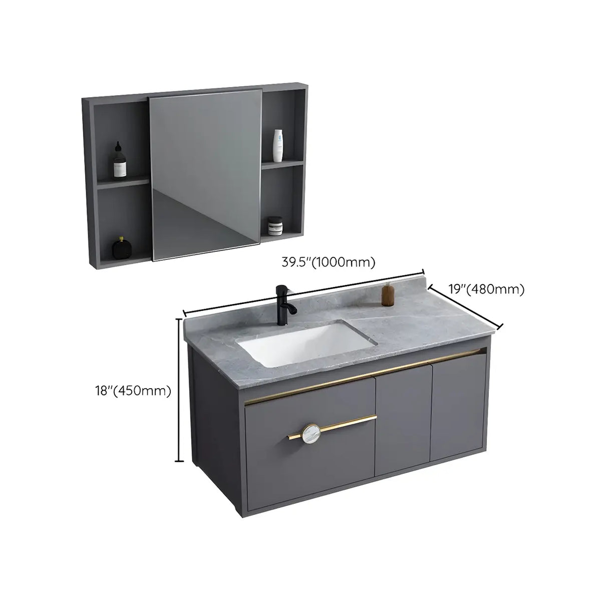 Glam Warp Resistant Wall Mount Faucet Bathroom Vanity Set Image - 37