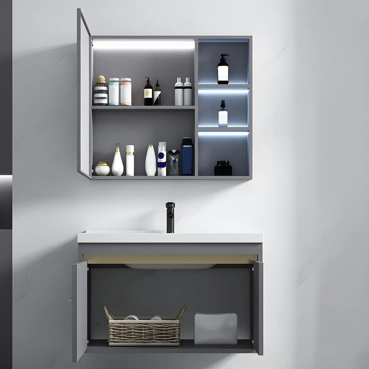 Glam Warp Resistant Wall Mount Faucet Bathroom Vanity Set Image - 4