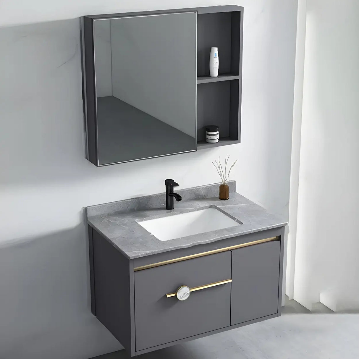Glam Warp Resistant Wall Mount Faucet Bathroom Vanity Set Image - 5