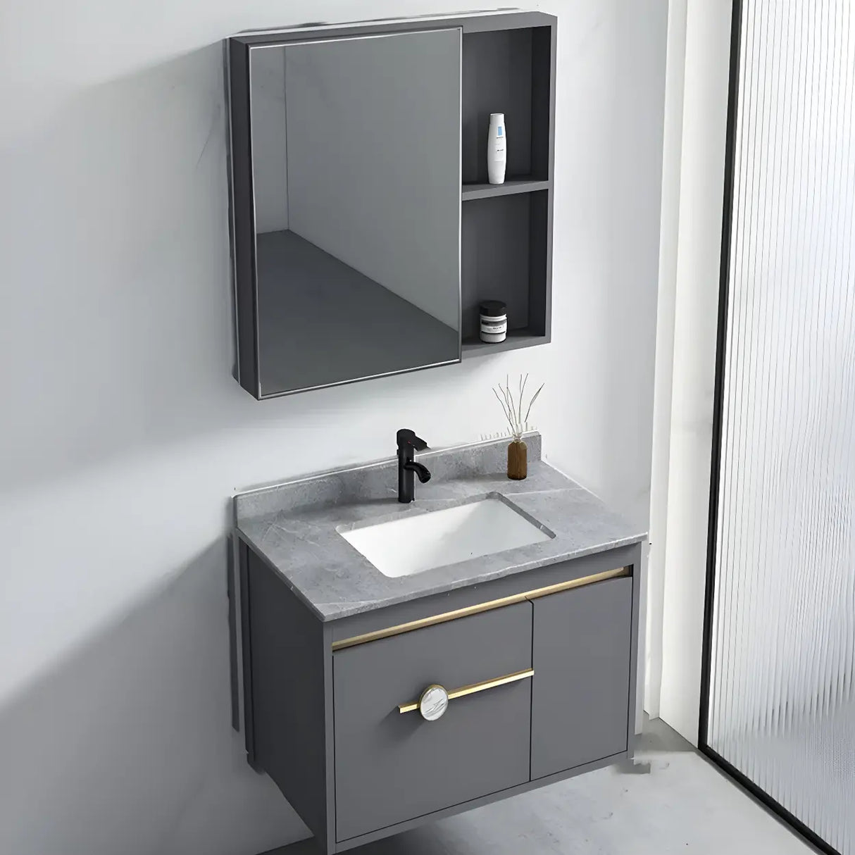 Glam Warp Resistant Wall Mount Faucet Bathroom Vanity Set Image - 9