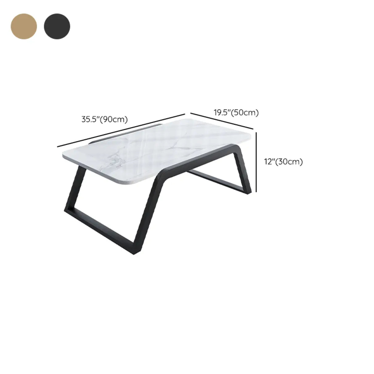 Glam White Rectangular Metal Gold Sled Coffee Table Image - 15