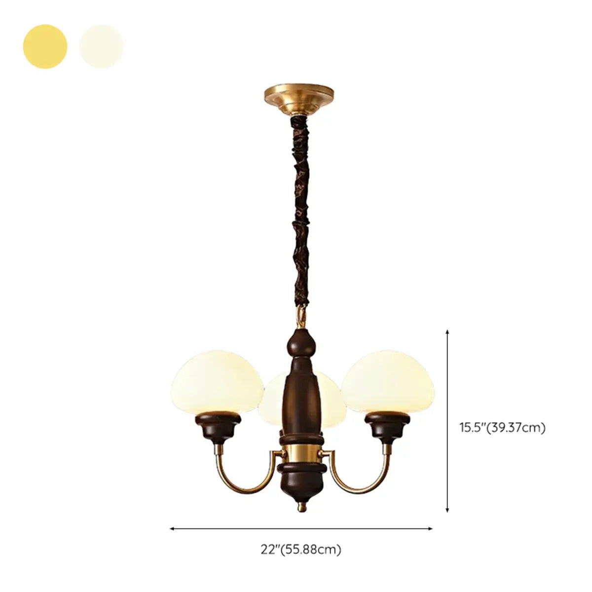 Glass Mushroom Curve Arm Beige Living Room Chandelier