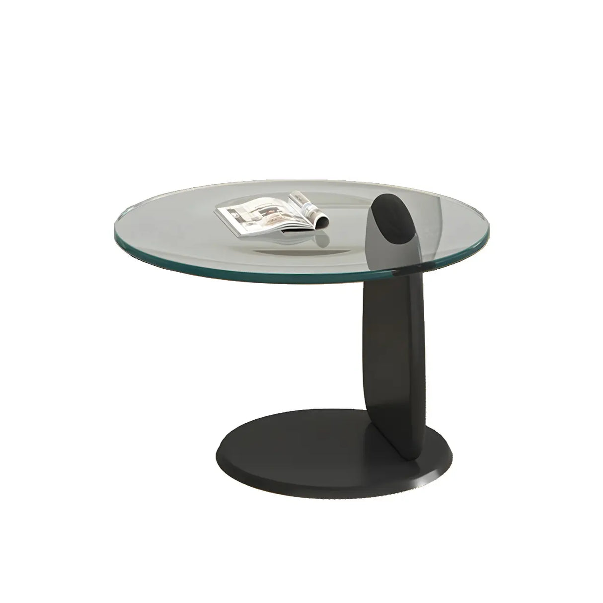 Glass Round Shape Coffee Table with Three Wooden Legs Image - 9