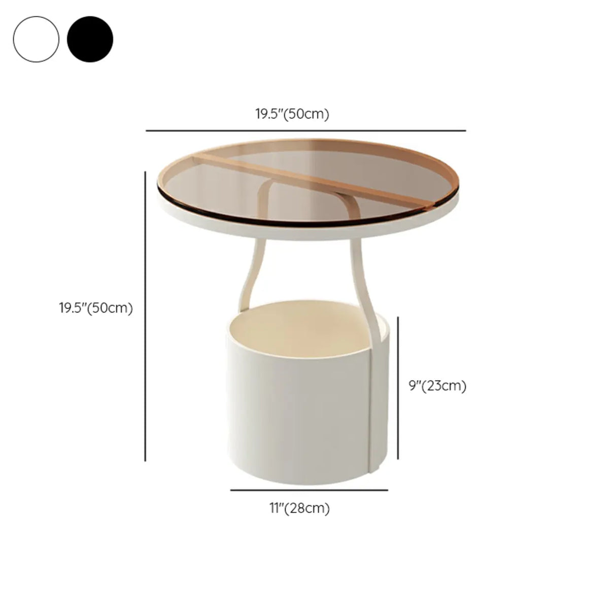 Glass Round Storage Iron Pedestal Standard Coffee Table