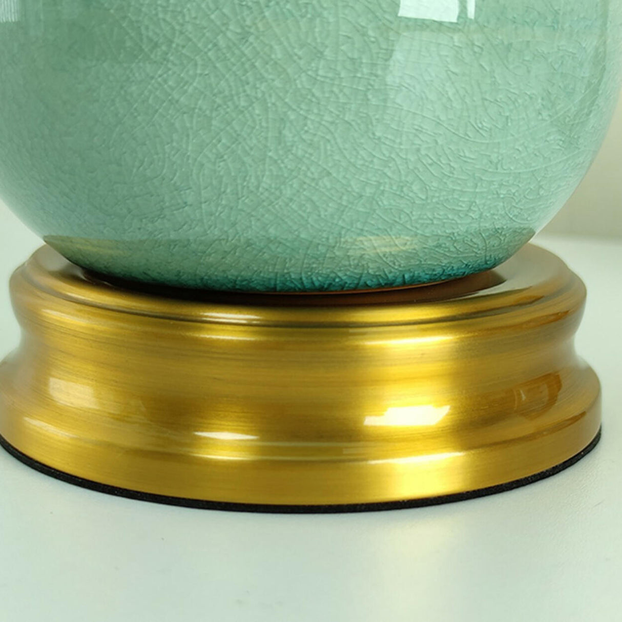 Glass Umbrella-Shaped Shade Green Ceramic Table Lamp Image - 7