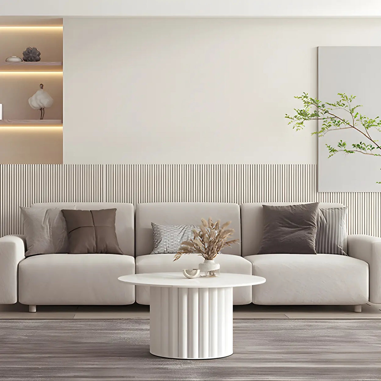 Gloss Finish Round Scratch Resistant Stone Coffee Table Image - 10