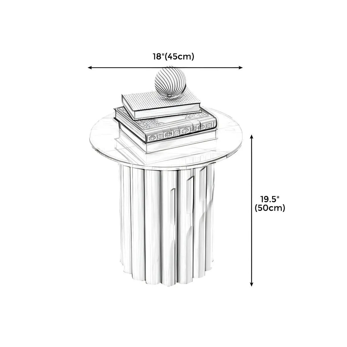 Gloss Finish Round Scratch Resistant Stone Coffee Table Image - 14