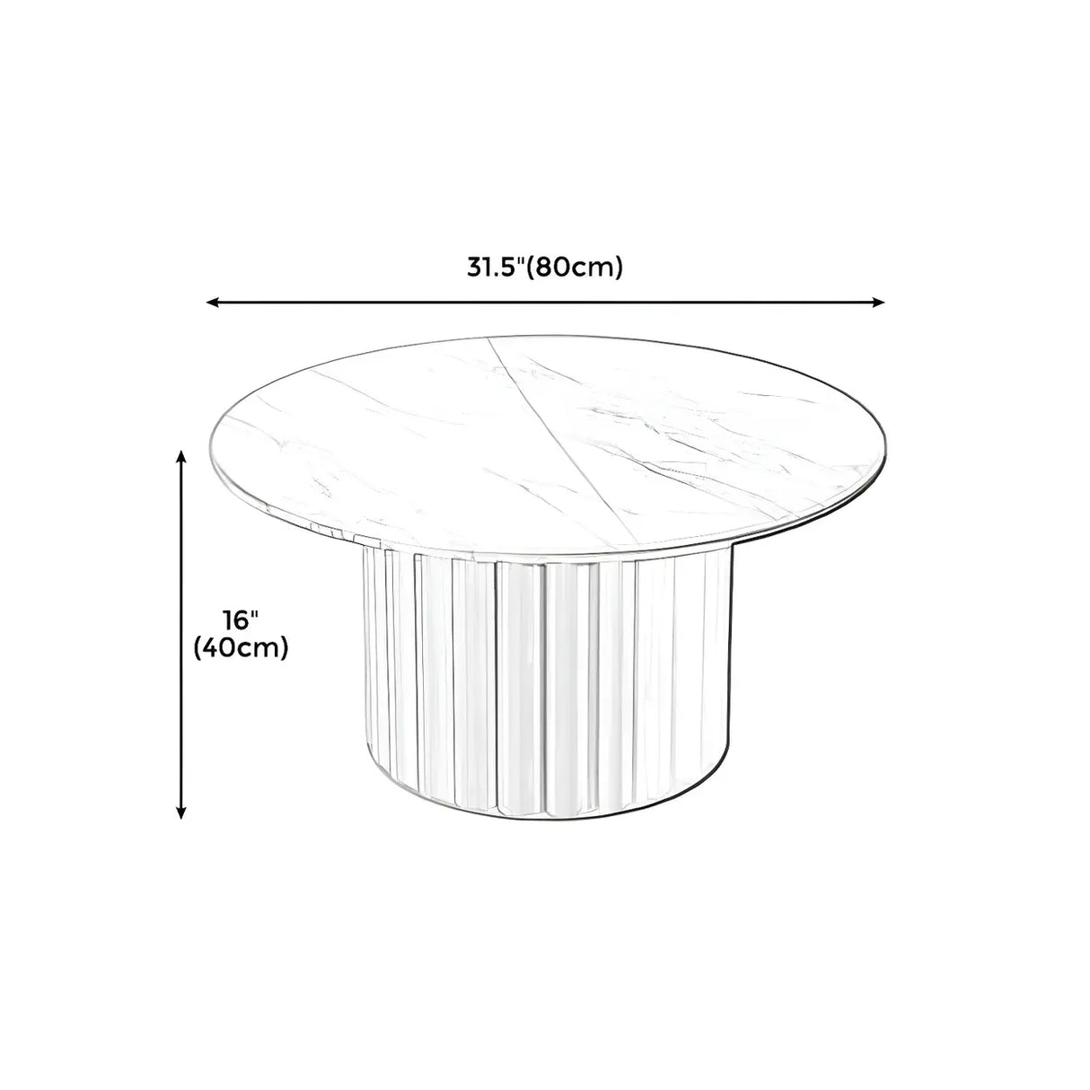 Gloss Finish Round Scratch Resistant Stone Coffee Table Image - 15