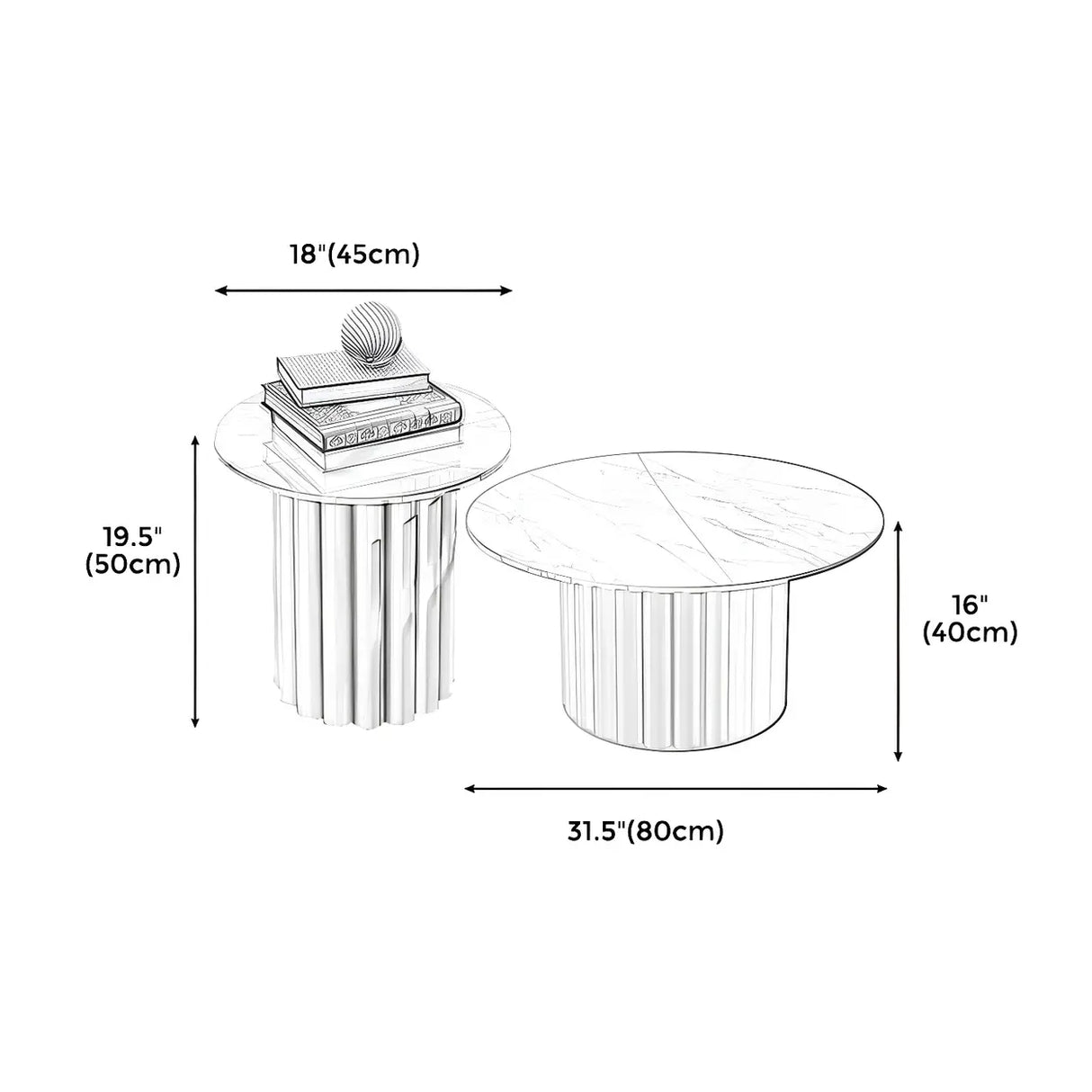 Gloss Finish Round Scratch Resistant Stone Coffee Table Image - 16