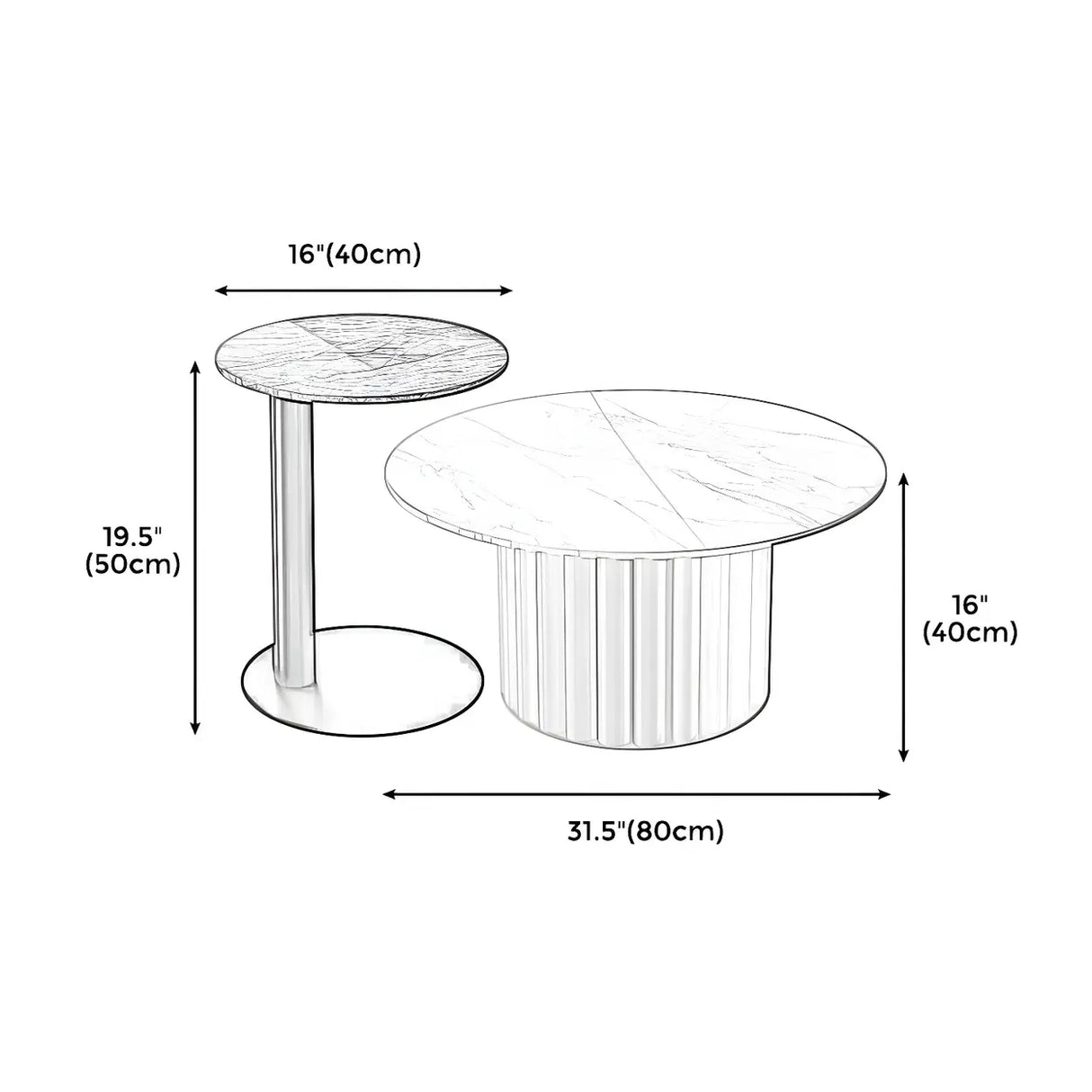 Gloss Finish Round Scratch Resistant Stone Coffee Table Image - 17