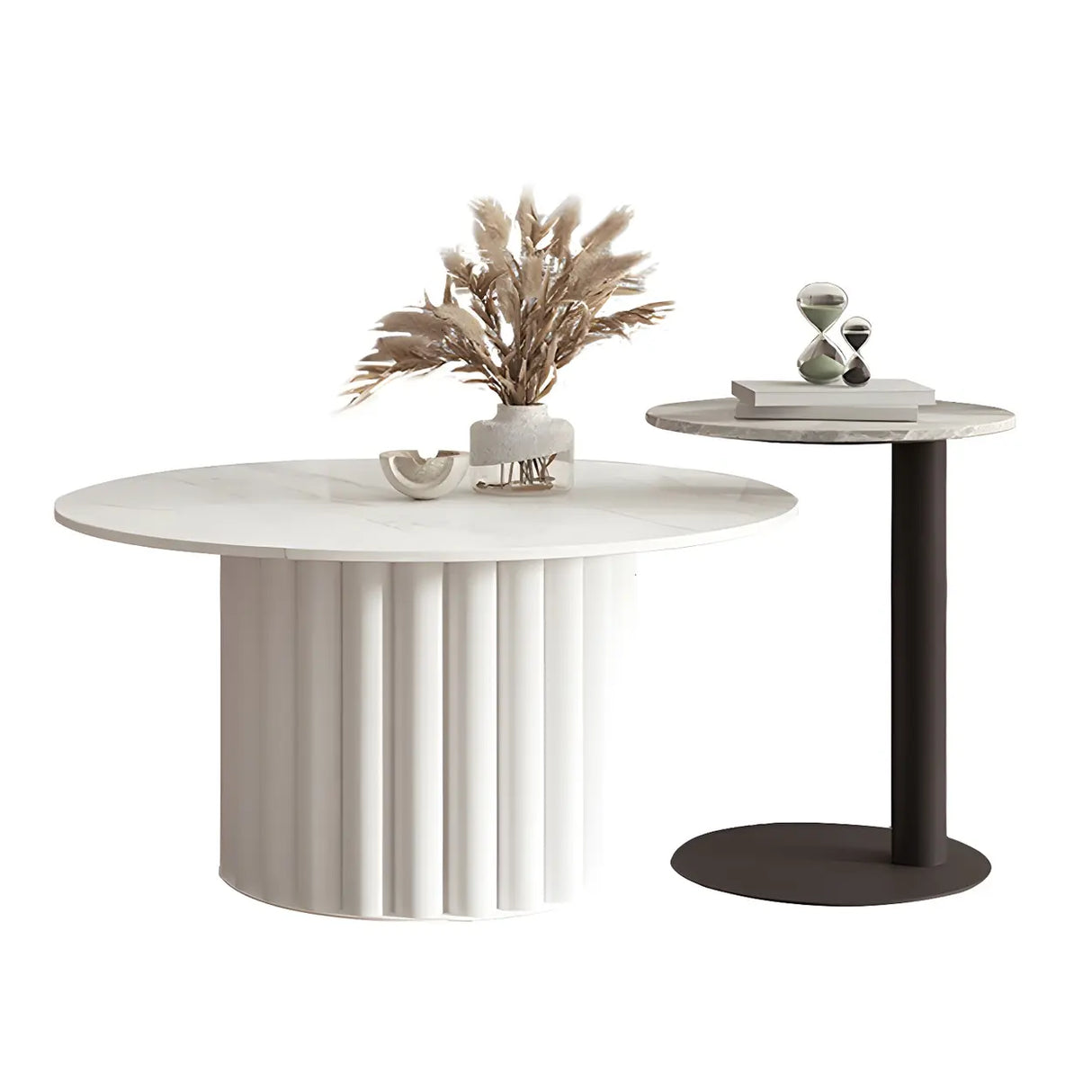 Gloss Finish Round Scratch Resistant Stone Coffee Table Image - 5