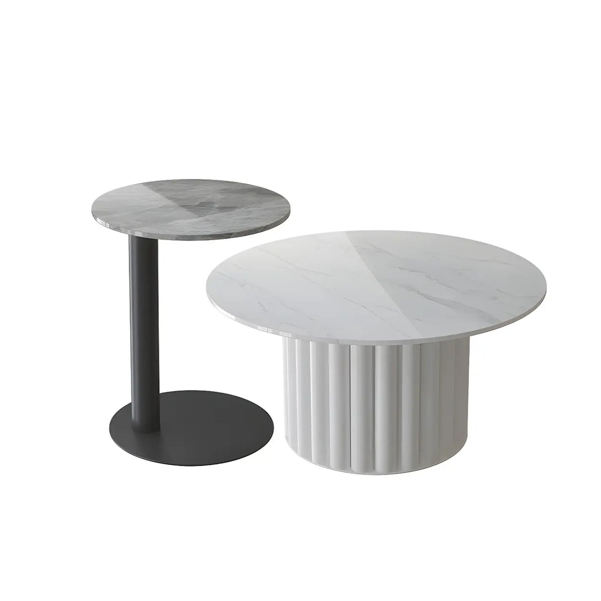 Gloss Finish Round Scratch Resistant Stone Coffee Table Image - 8