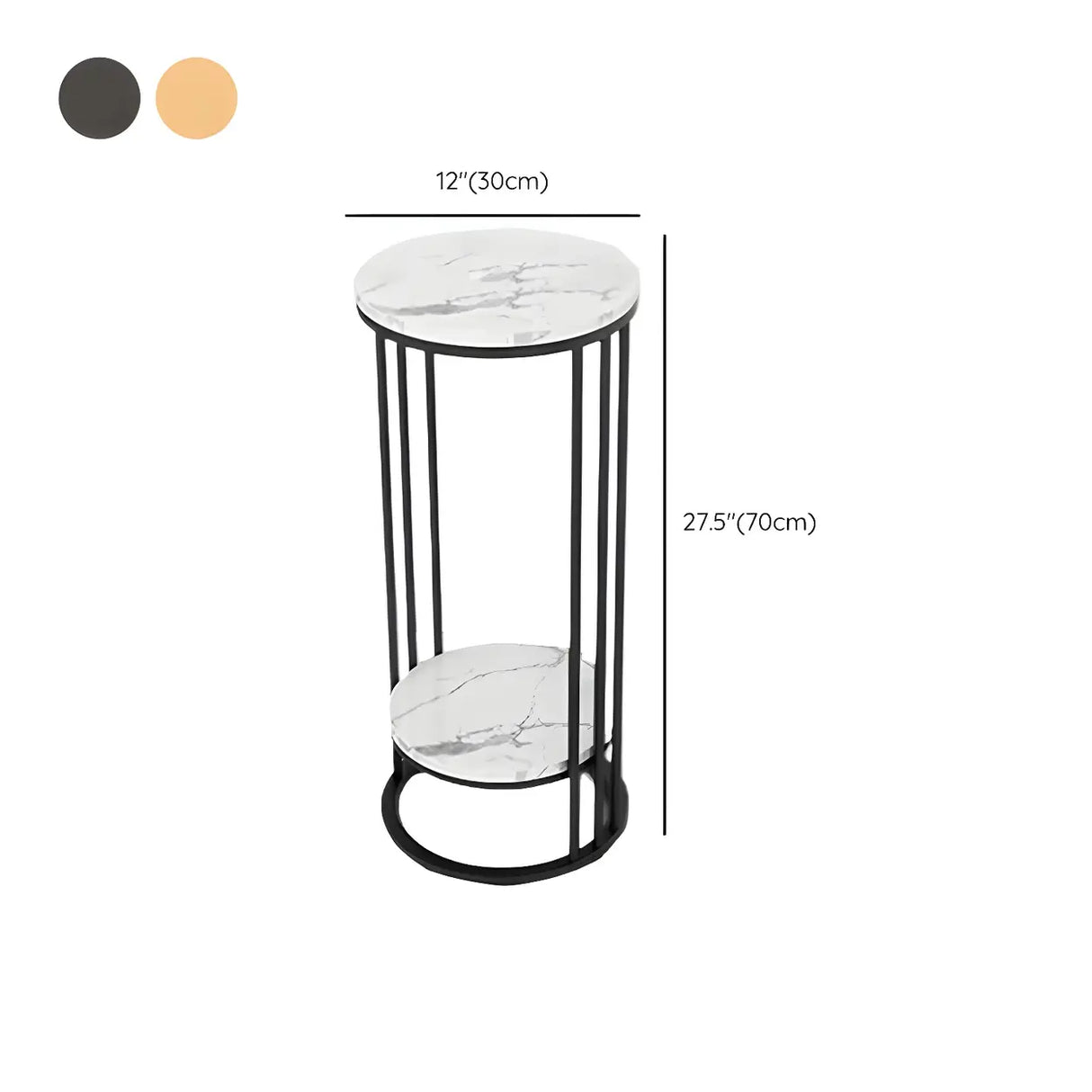 Gold 2-Tier Modish Round Marble Metal Frame Plant Stand Image - 18
