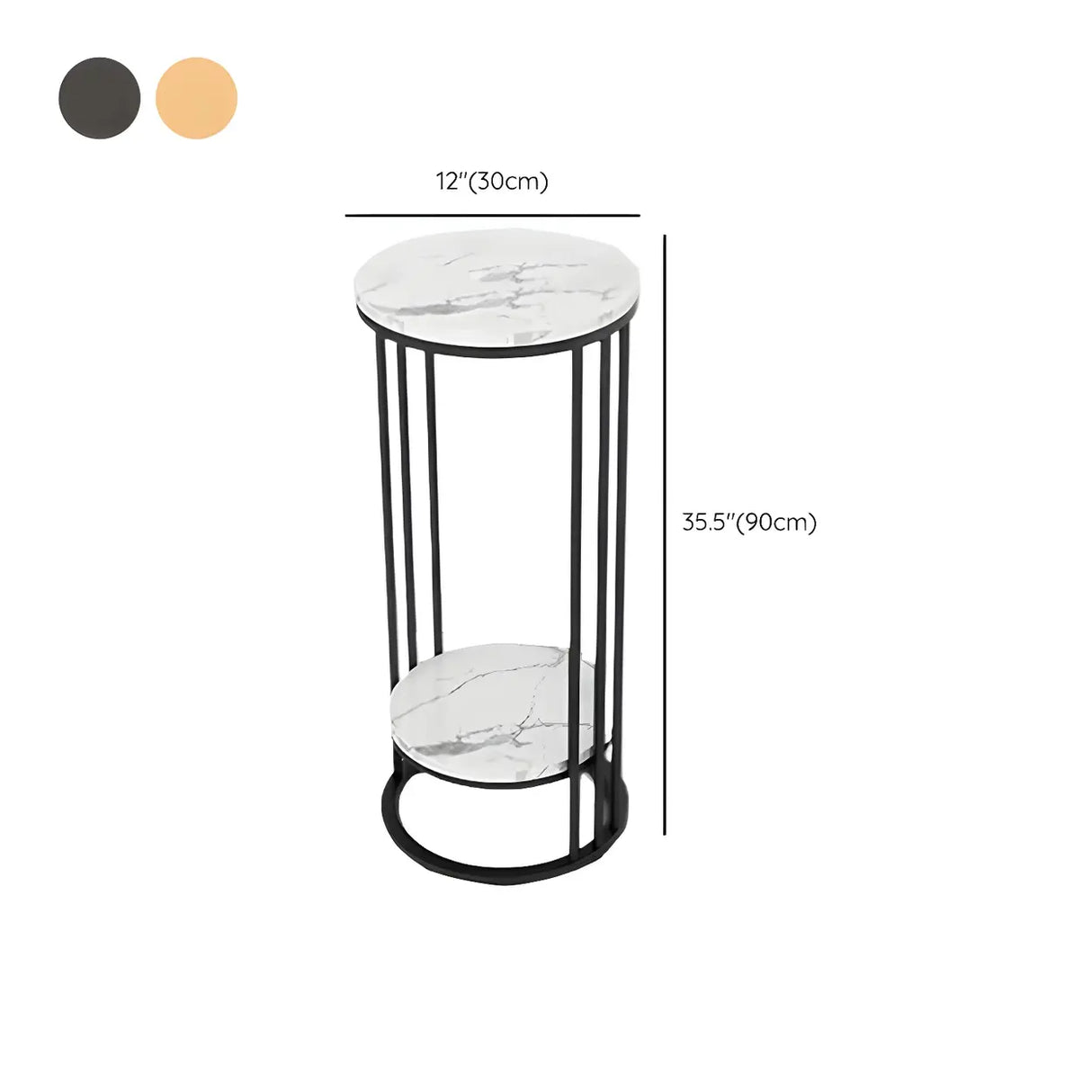 Gold 2-Tier Modish Round Marble Metal Frame Plant Stand Image - 19