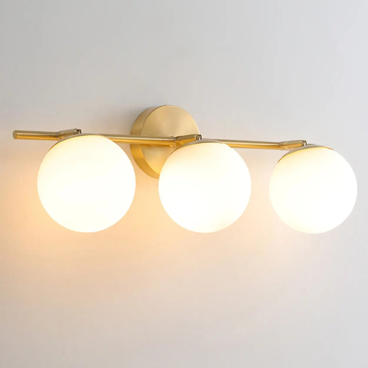 Gold and Frosted Glass Double Globe Vanity Light Image - 5