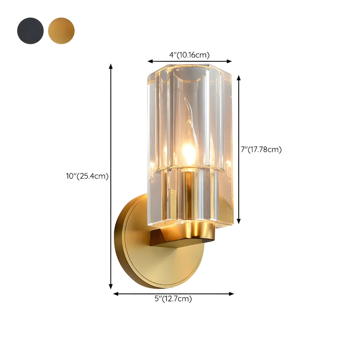 Gold Base Modern Clear Crystal Cylinder Vanity Light