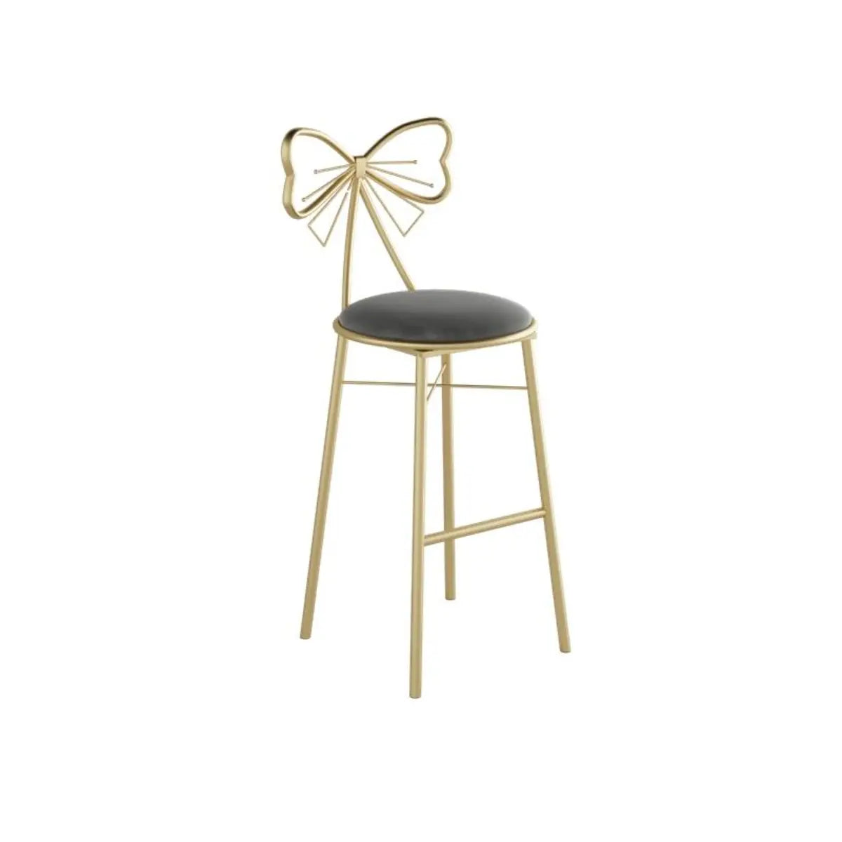 Gold Butterfly Round Velvet Upholstered Tall Bar Stool Image - 14