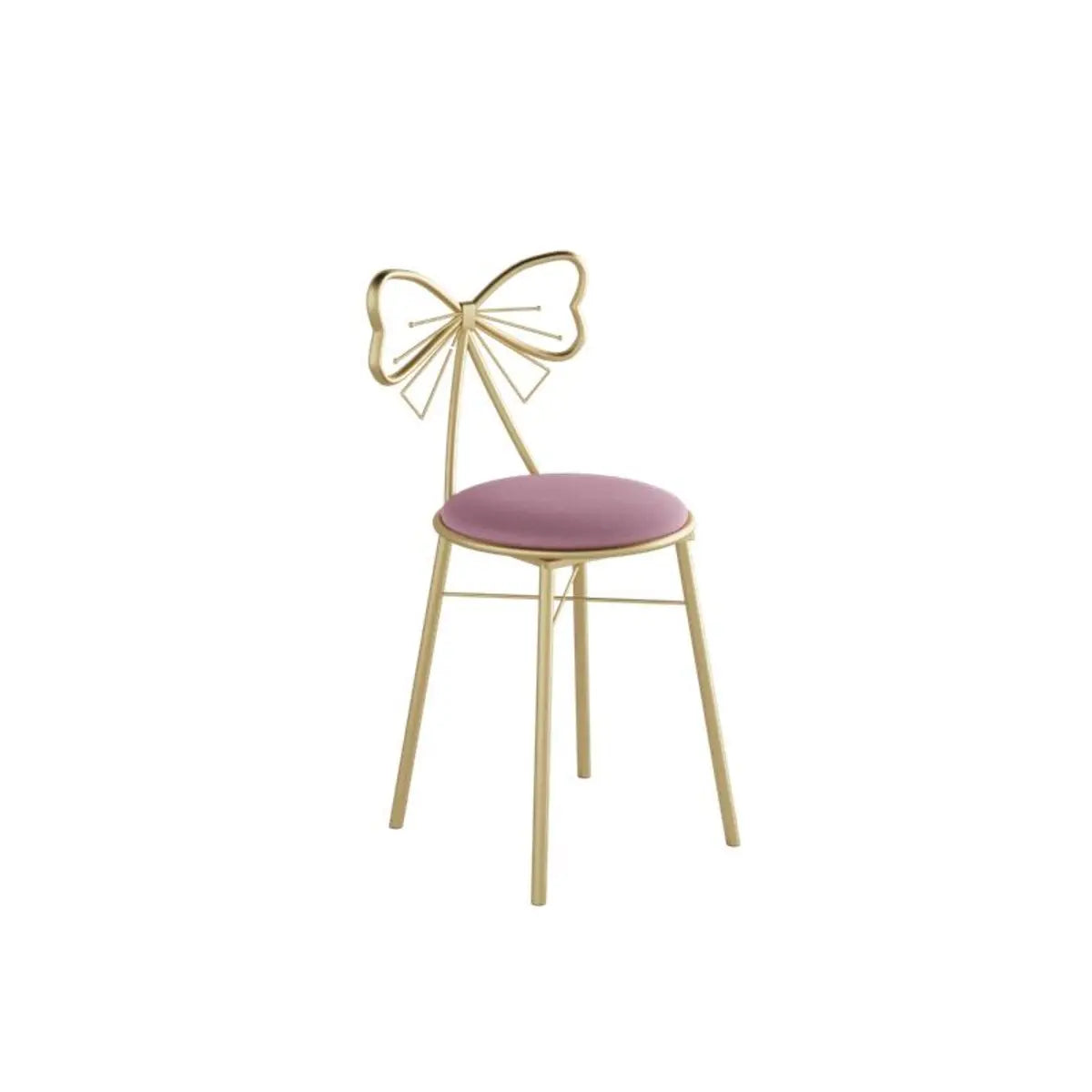 Gold Butterfly Round Velvet Upholstered Tall Bar Stool Image - 20