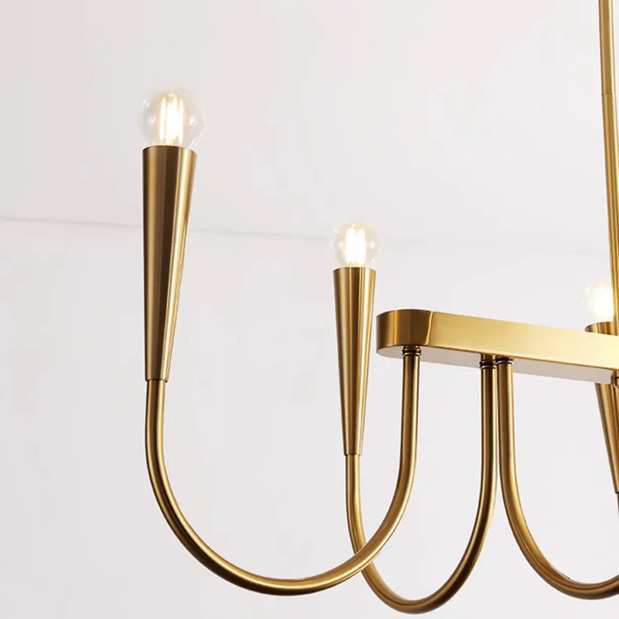 Gold Candle and Arched Arm Island Chandelier Light Image - 11