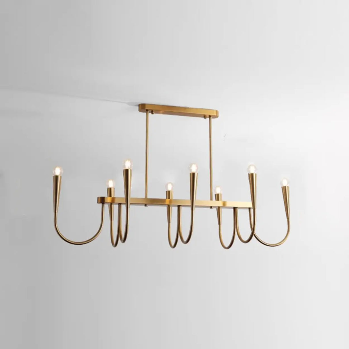 Gold Candle and Arched Arm Island Chandelier Light Image - 2