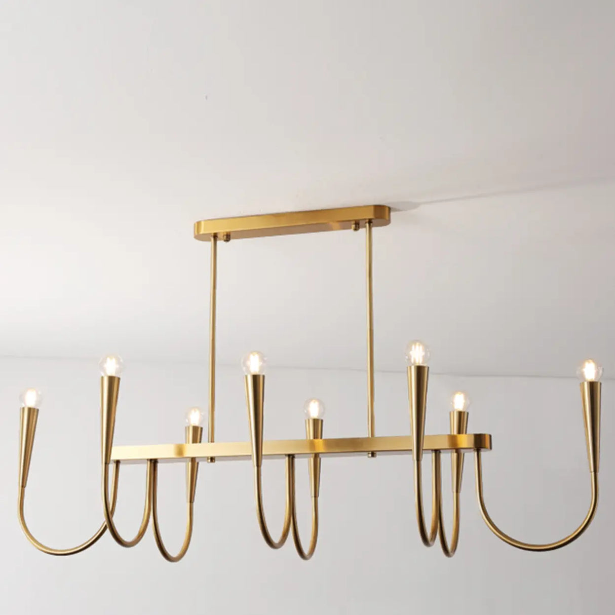 Gold Candle and Arched Arm Island Chandelier Light Image - 8