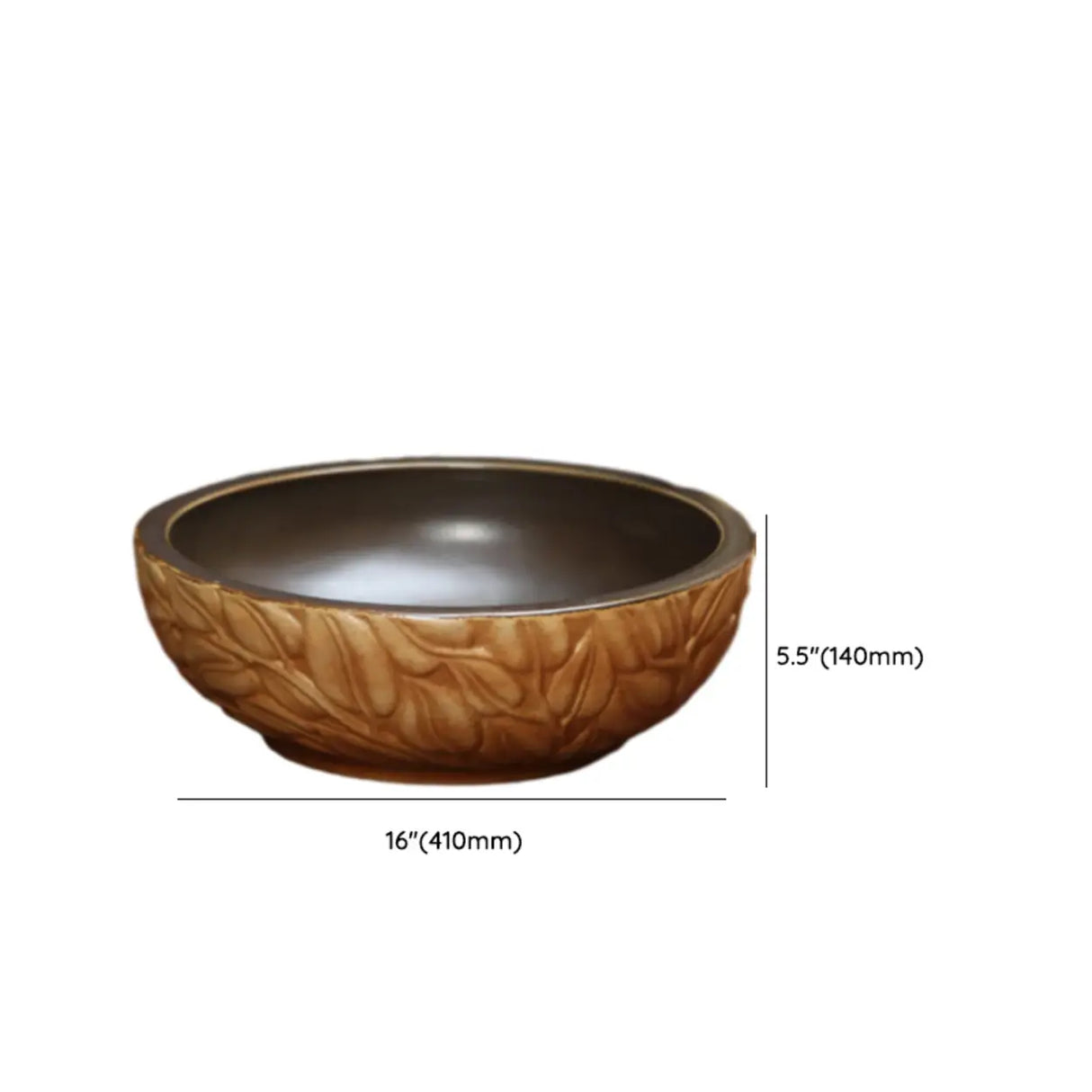 Gold Circular Hand Carved Ceramic Bathroom Vessel Sinks Image - 17