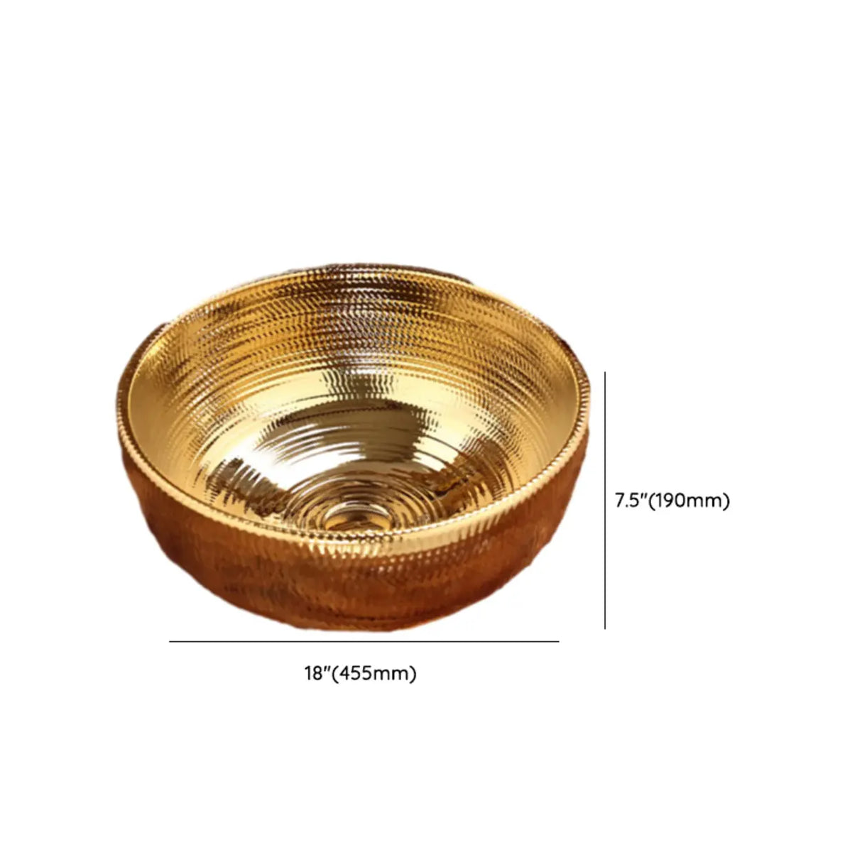 Gold Circular Hand Carved Ceramic Bathroom Vessel Sinks Image - 18