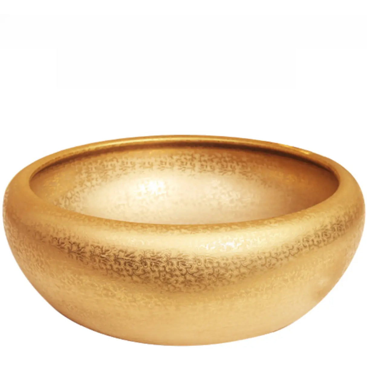 Gold Circular Hand Carved Ceramic Bathroom Vessel Sinks Image - 8
