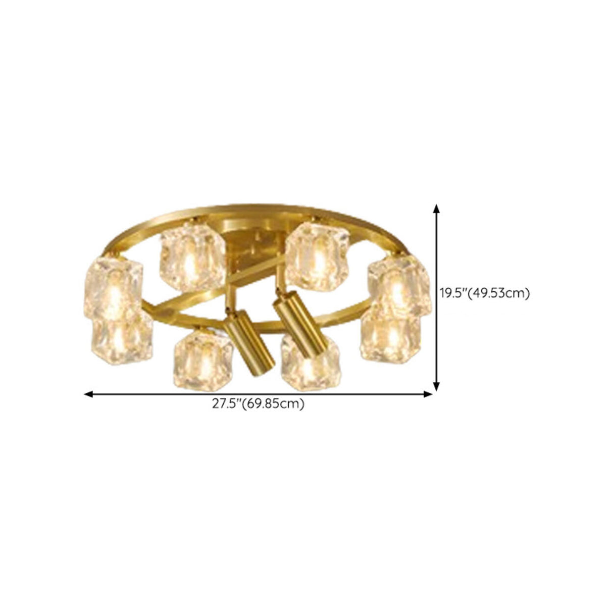 Gold Crystal Circle Semi-Flush Mount Lamp 13-Light