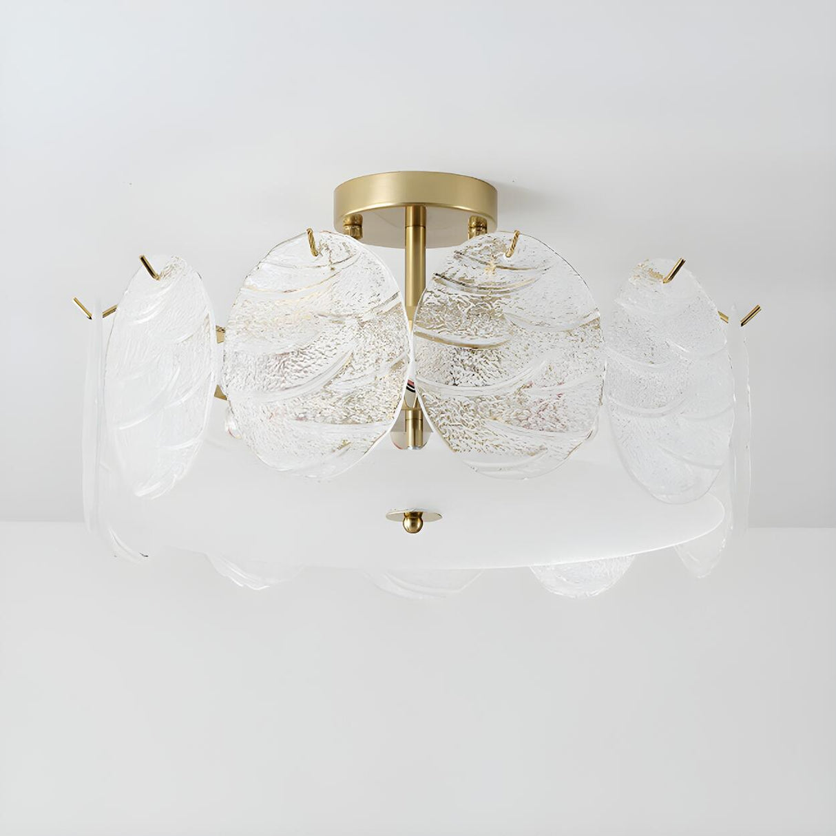 Gold Drum Clear Glass Semi-Flush Mount Ceiling Light Image - 10