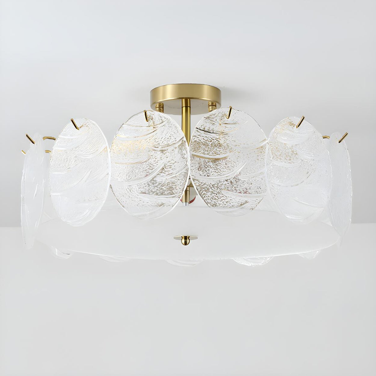 Gold Drum Clear Glass Semi-Flush Mount Ceiling Light Image - 11