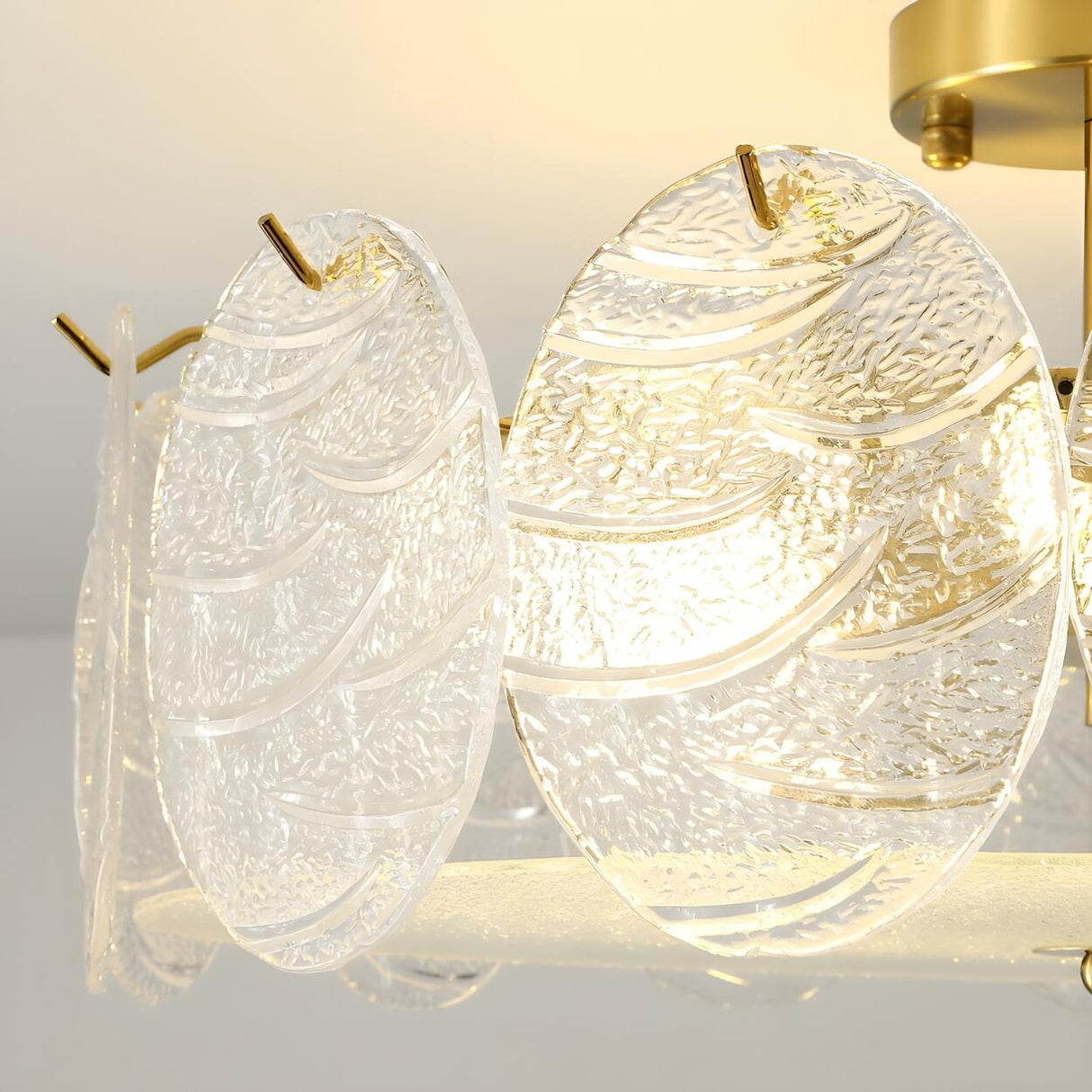 Gold Drum Clear Glass Semi-Flush Mount Ceiling Light Image - 15
