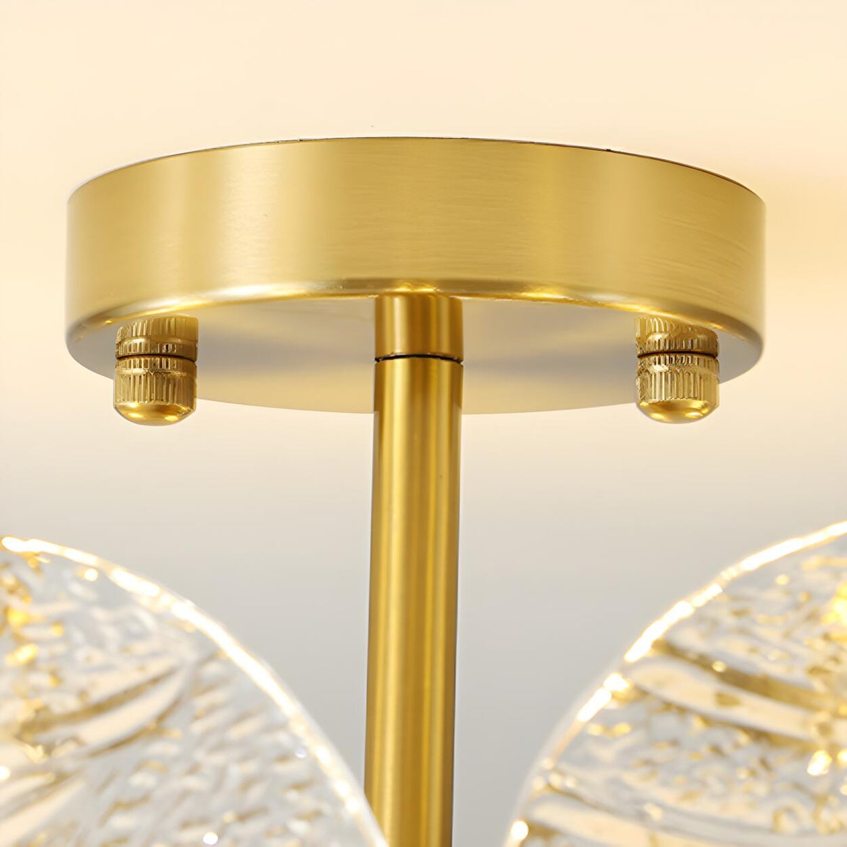 Gold Drum Clear Glass Semi-Flush Mount Ceiling Light Image - 16