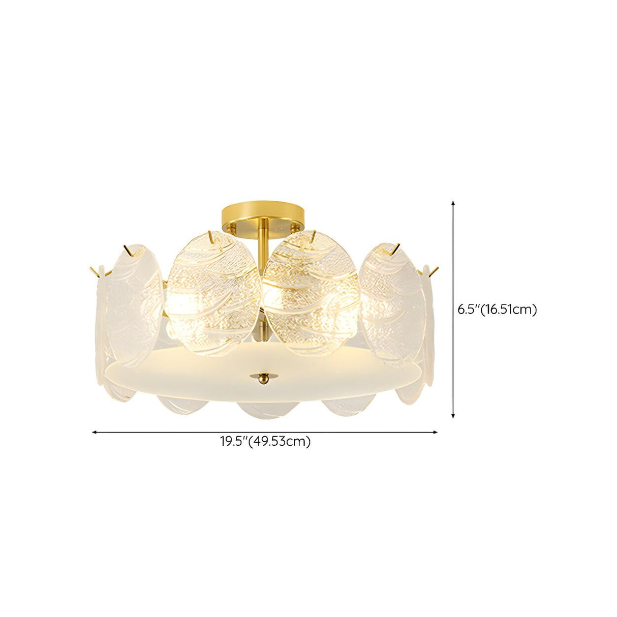 Gold Drum Clear Glass Semi-Flush Mount Ceiling Light Image - 18