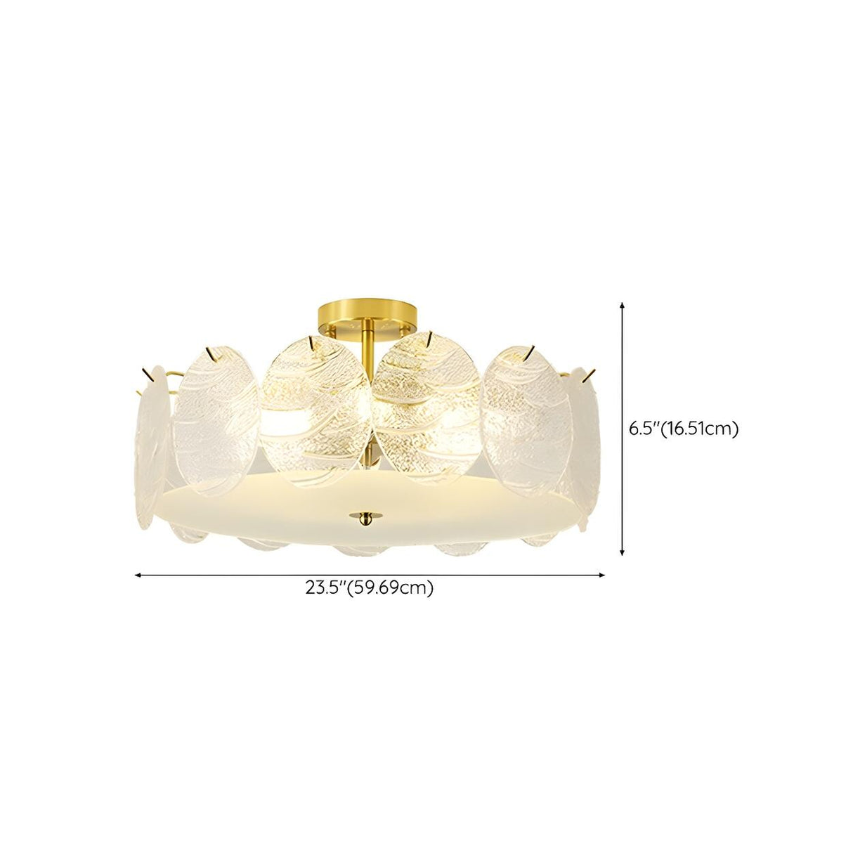 Gold Drum Clear Glass Semi-Flush Mount Ceiling Light Image - 19