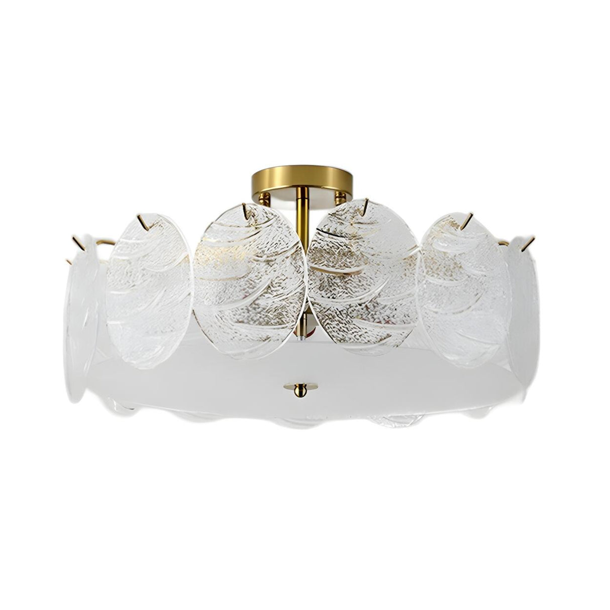Gold Drum Clear Glass Semi-Flush Mount Ceiling Light Image - 5