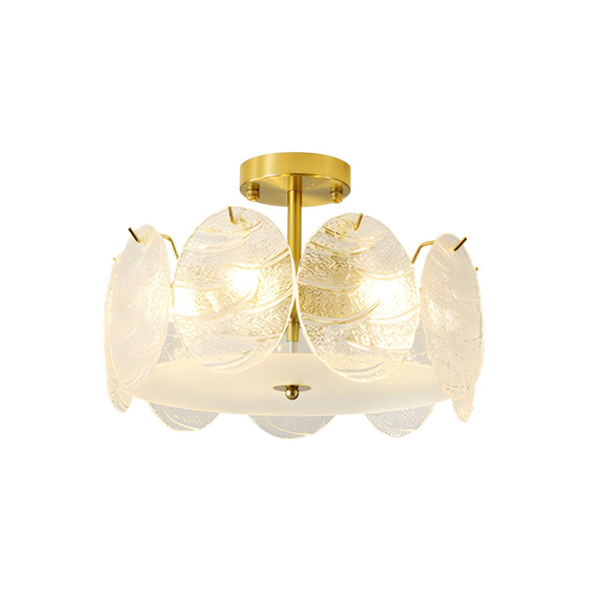 Gold Drum Clear Glass Semi-Flush Mount Ceiling Light Image - 6