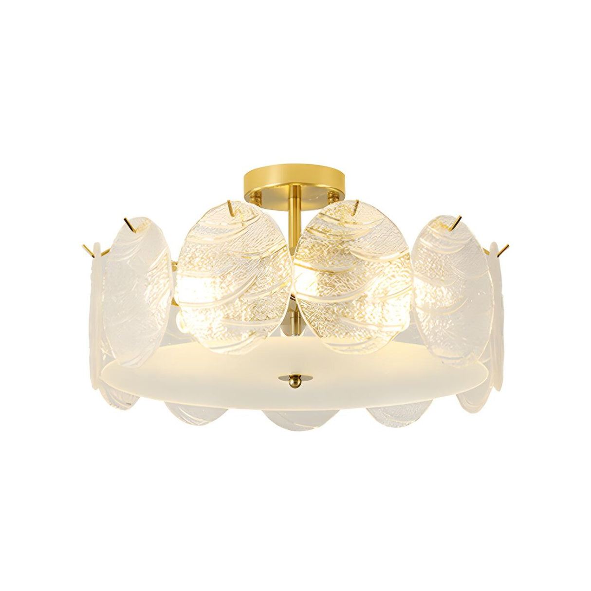 Gold Drum Clear Glass Semi-Flush Mount Ceiling Light Image - 7
