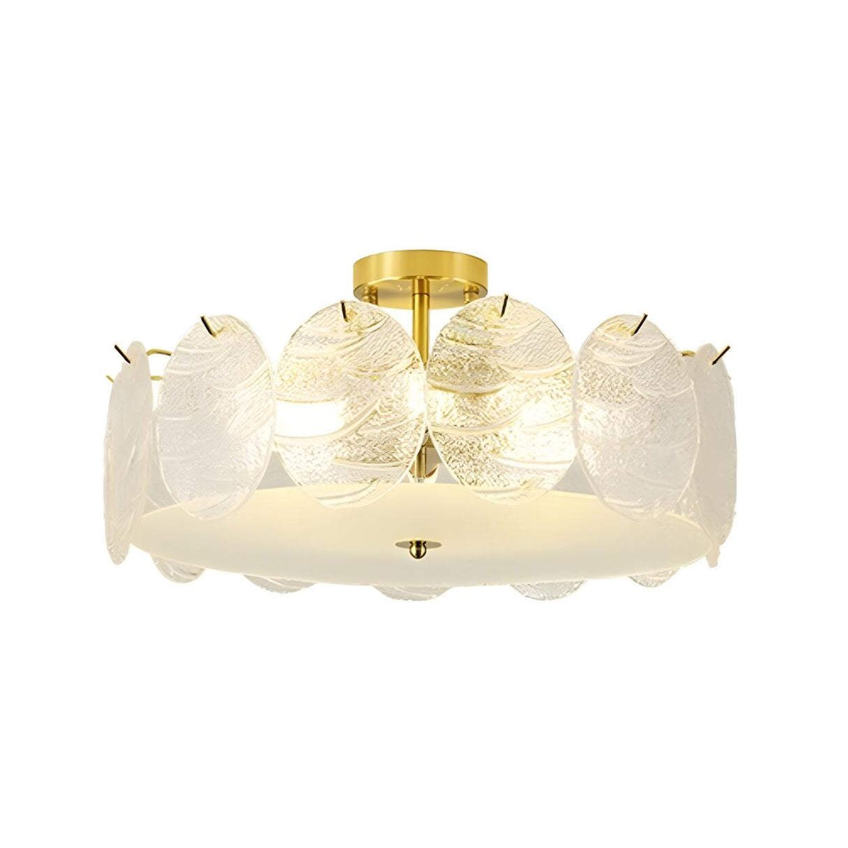 Gold Drum Clear Glass Semi-Flush Mount Ceiling Light Image - 8