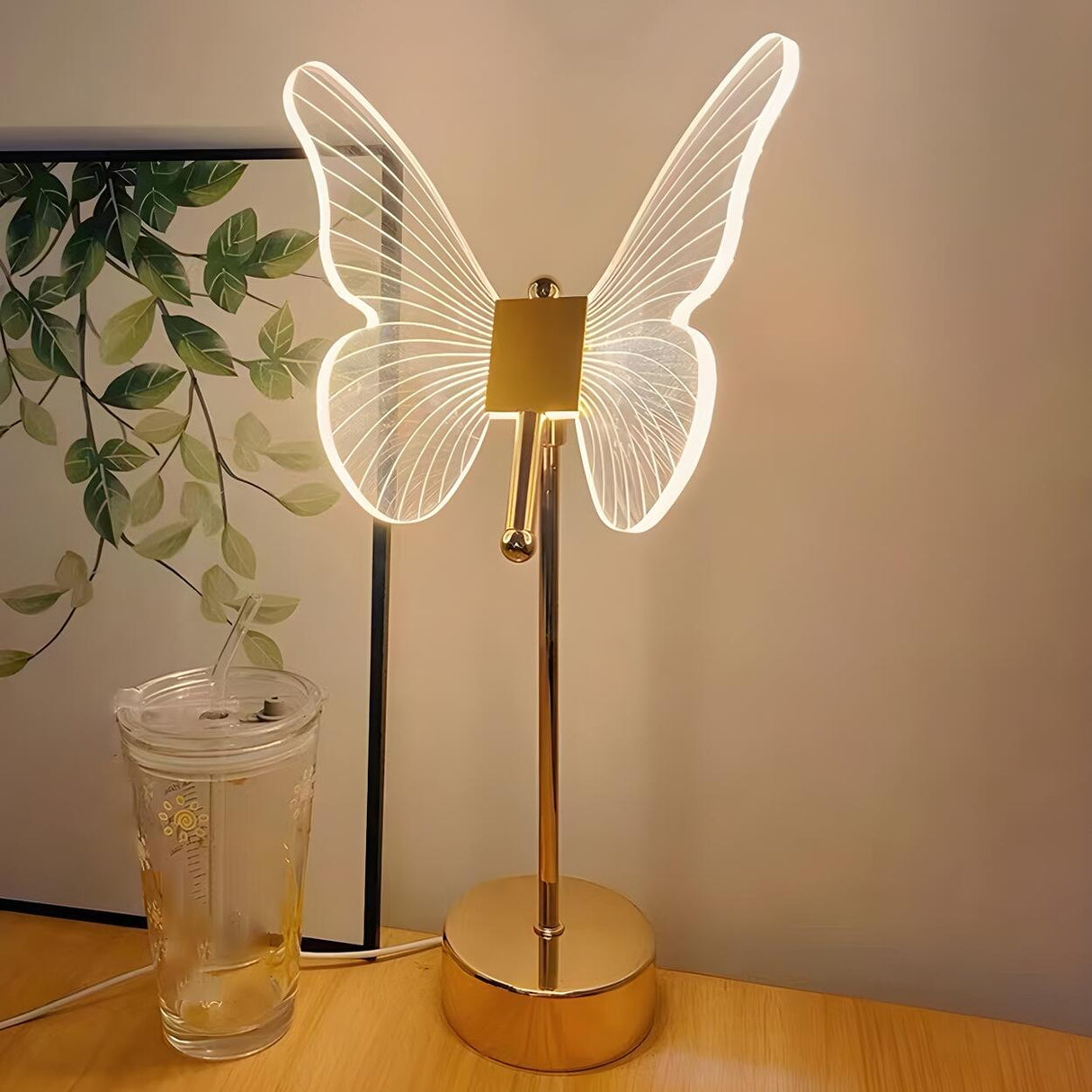 Gold Elegant Hollow Butterfly Metal Decor Table Lamp Image - 15