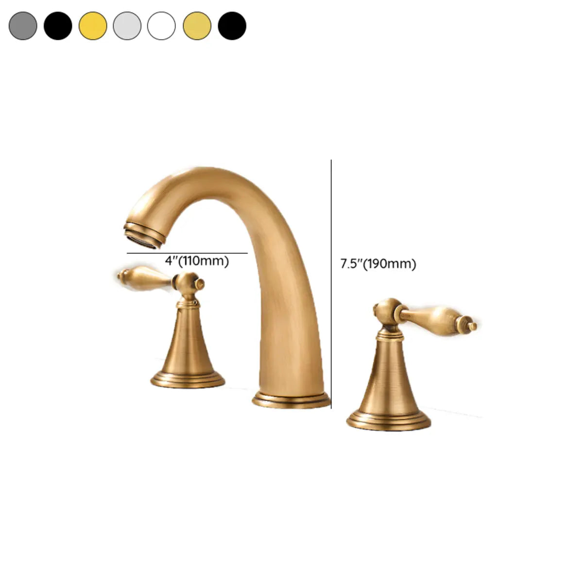 Gold Finish High Arc Widespread Brass Faucet with Handle