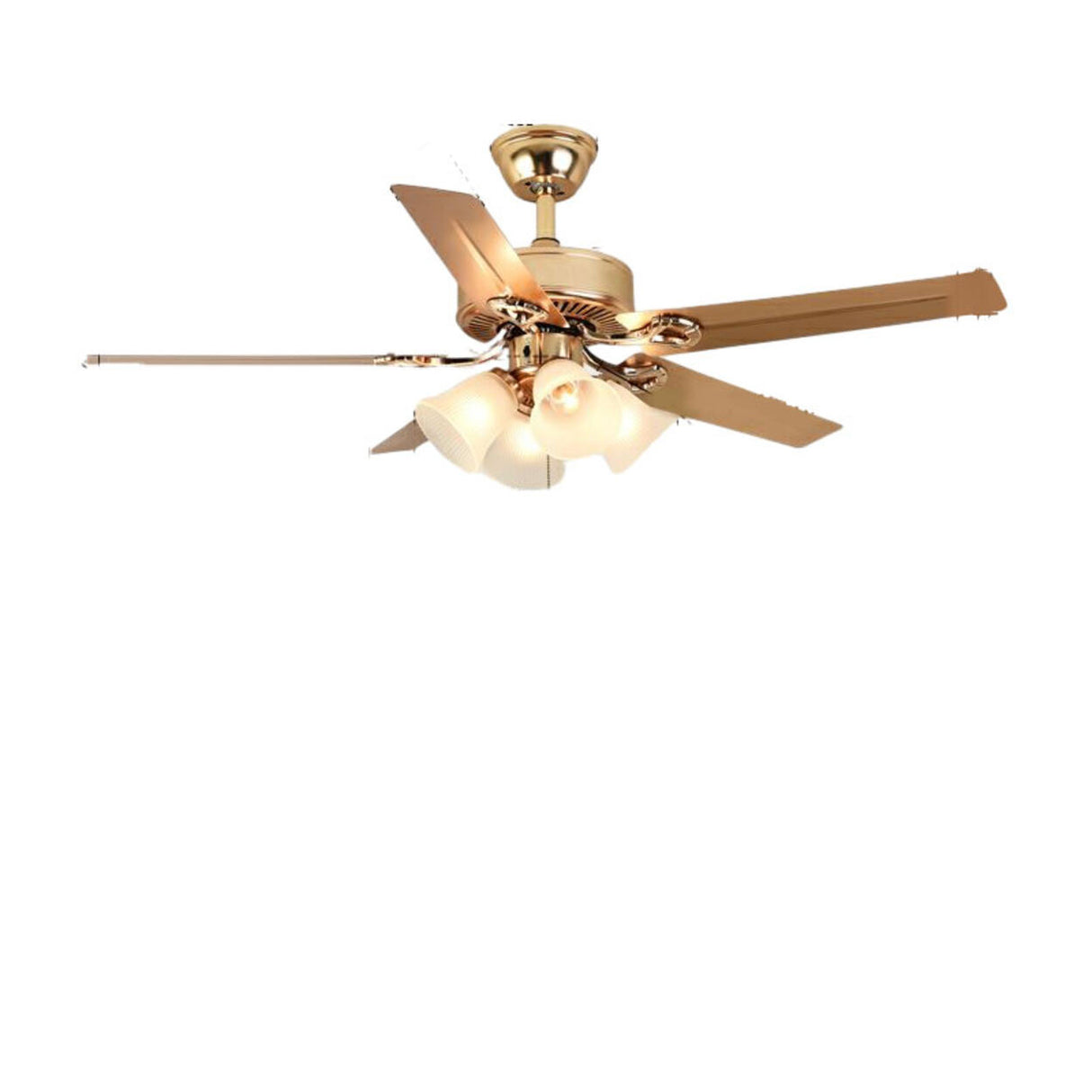 Gold Glass Floral Shade 5 Blade Ceiling Fan Light Image - 10