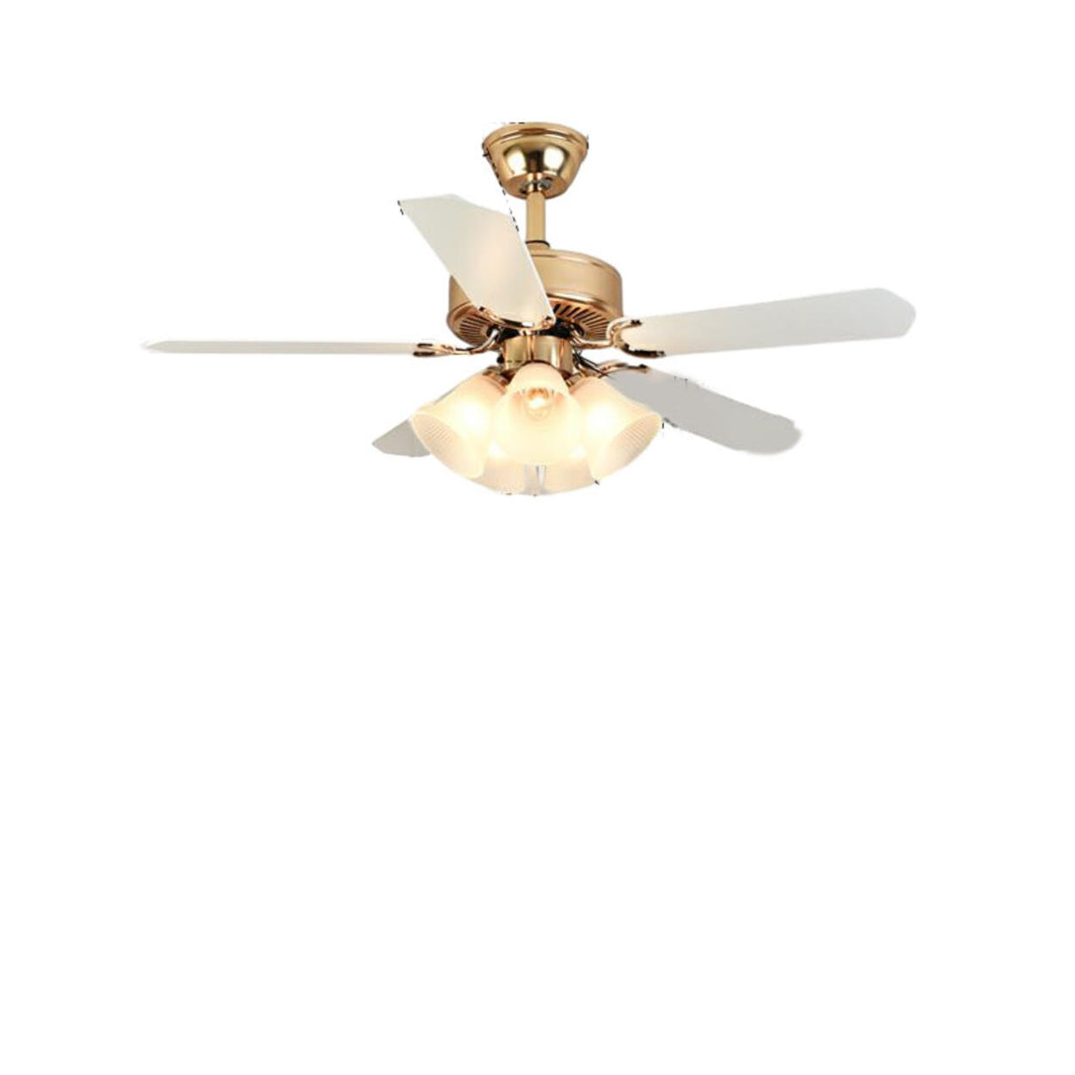 Gold Glass Floral Shade 5 Blade Ceiling Fan Light Image - 11